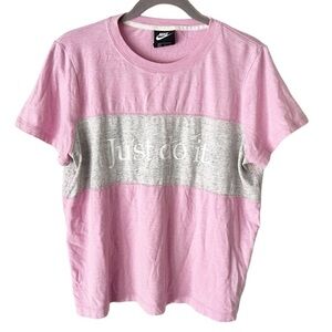 Nike Top Women's XL NSW Gym Vintage Pink Rise Just Do It Graphic T-Shirt Y2K